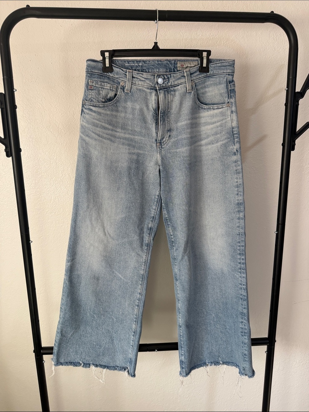 Ag Adriano Goldschmied Light Blue Wide-Leg Cropped Jeans